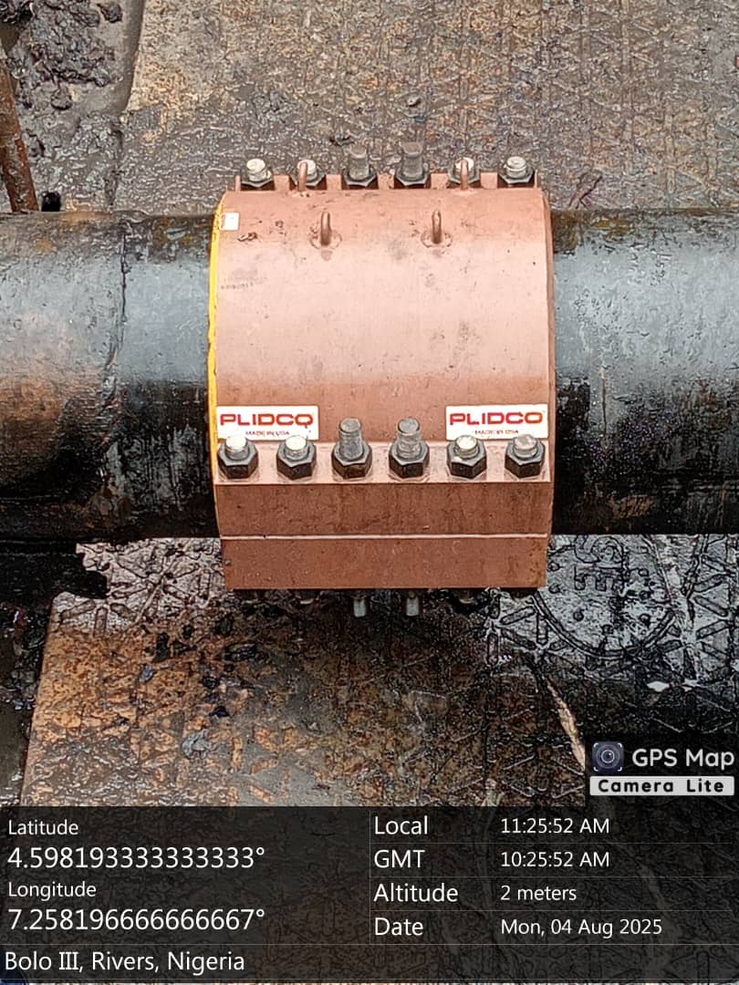 Repair by Clamp Replacement using cofferdam on 24 at Bolo Rivers State