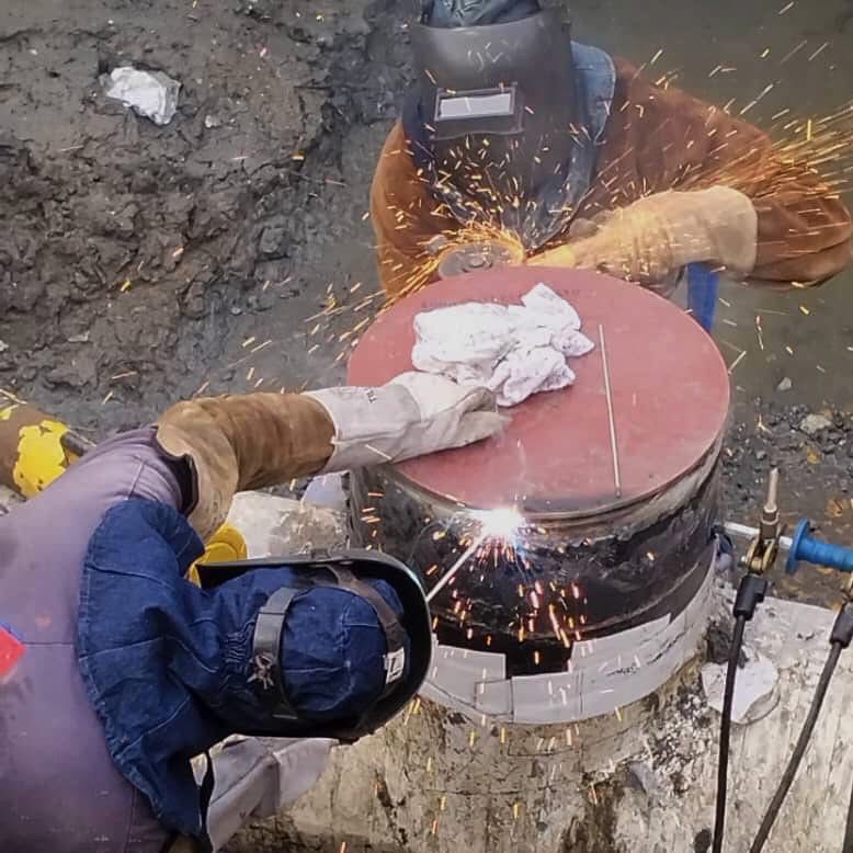 Welding Repair of illegal connection.